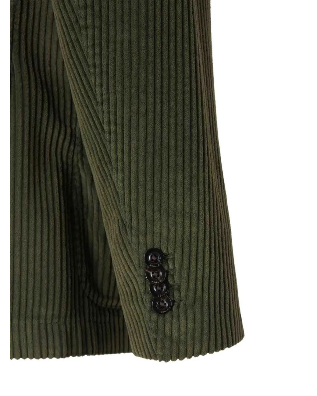 Boglioli Green Corduroy Single-Breasted Blazer for men