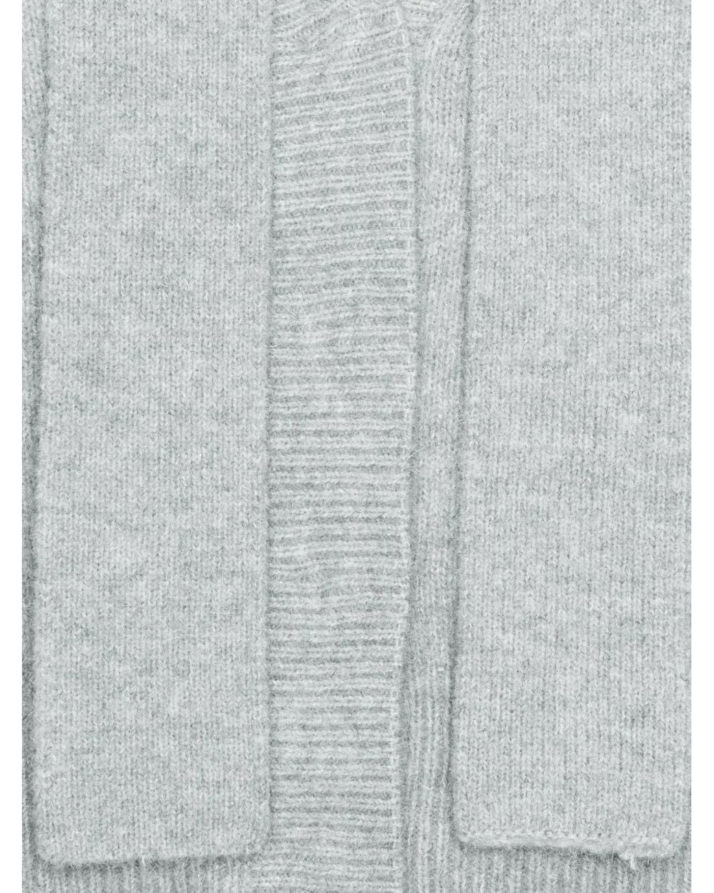 ROTATE BIRGER CHRISTENSEN Gray Balloon-sleeve V-neck cardigan