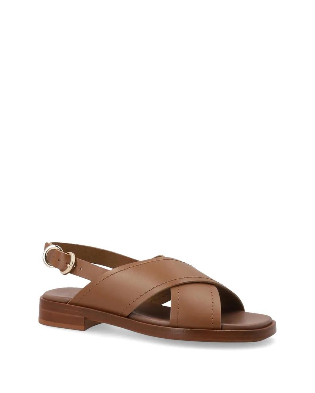 Frau Brown Crossover-Strap Buckled Sandals