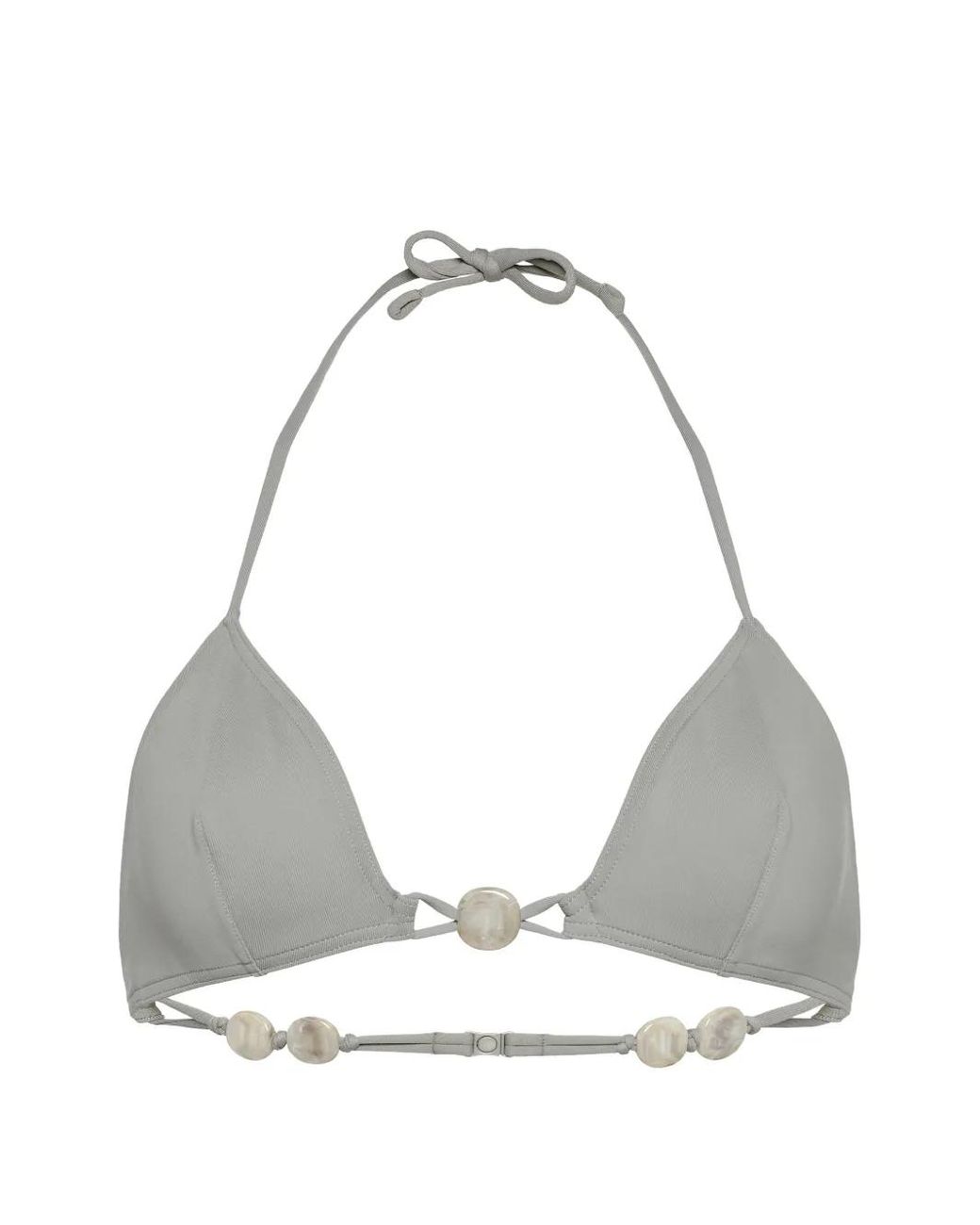 Eres White Alva Triangle Beaded-Detail Bikini Top