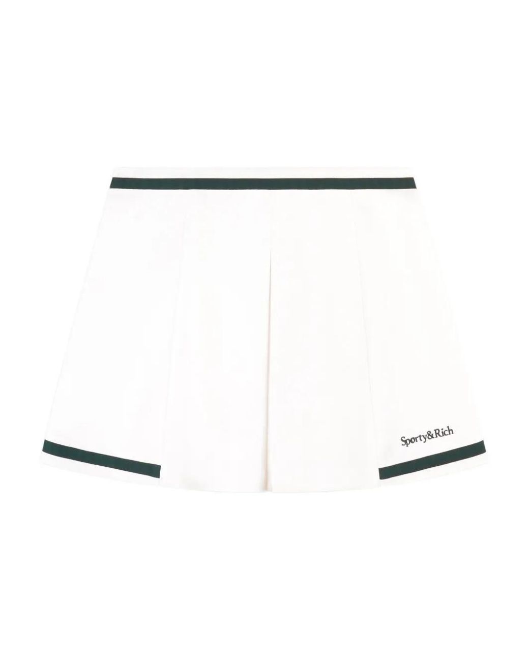 Sporty & Rich White Mila Striped Pleated Mini Skirt