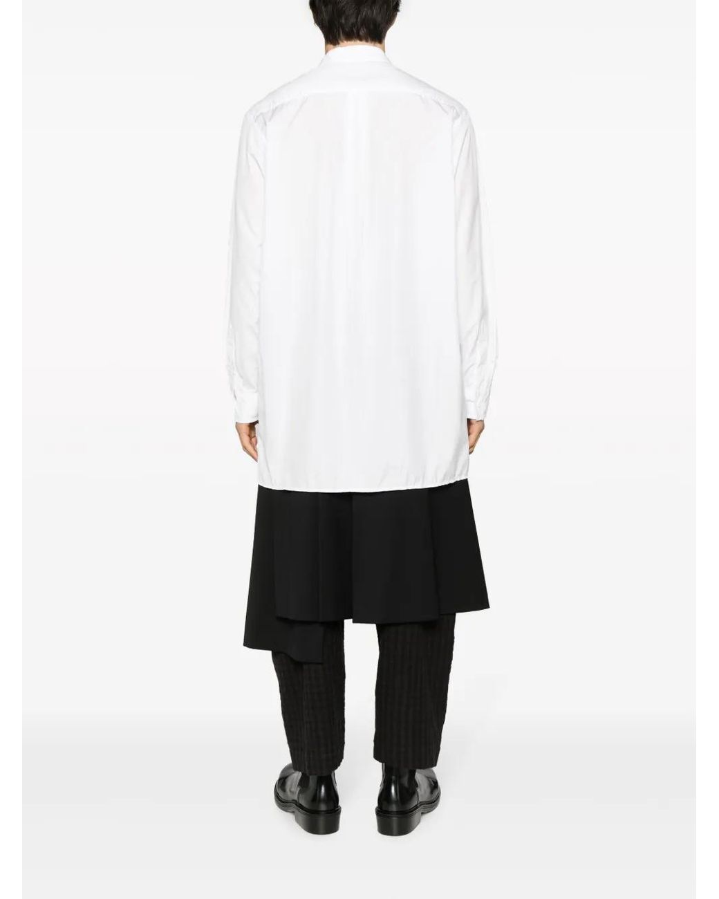 Yohji Yamamoto White Panelled Cotton Shirt for men