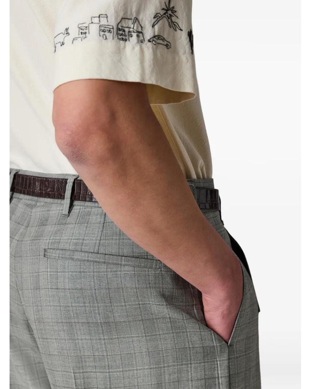 Paul Smith Gray Check-Pattern Relaxed-Fit Tailored Trousers for men