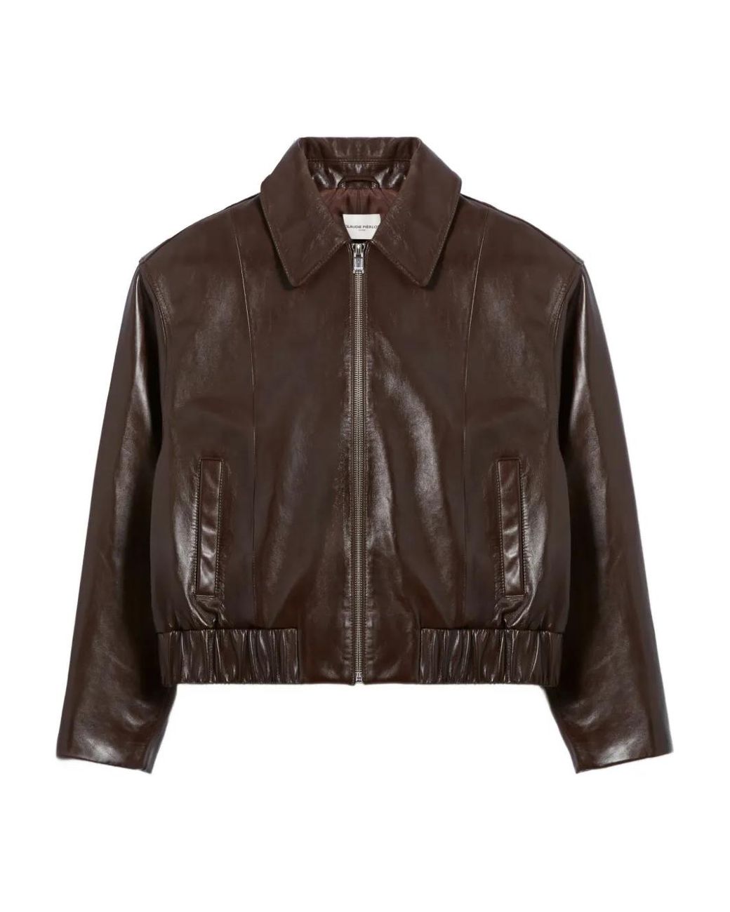 Claudie Pierlot Brown Casual Shiny Leather Jacket