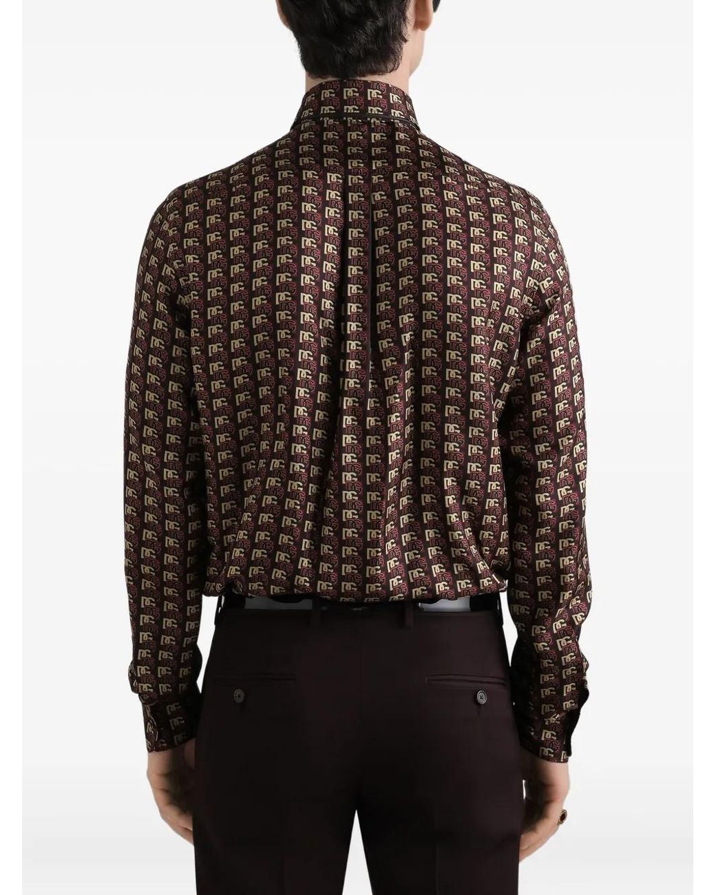 Dolce & Gabbana Brown Martini Logo-Print Shirt for men