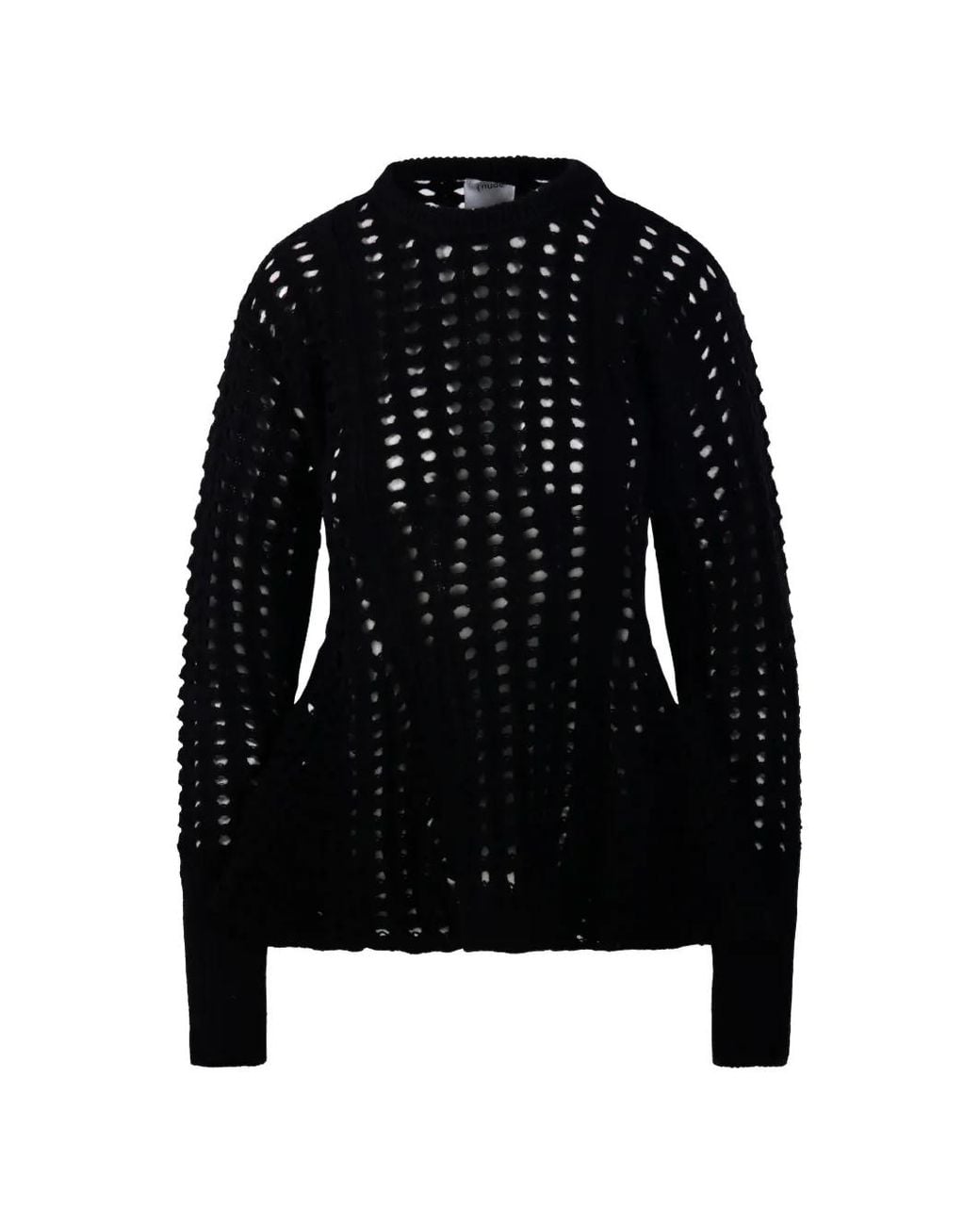 Nude Black Lochstrick-Pullover Mit Schößchen