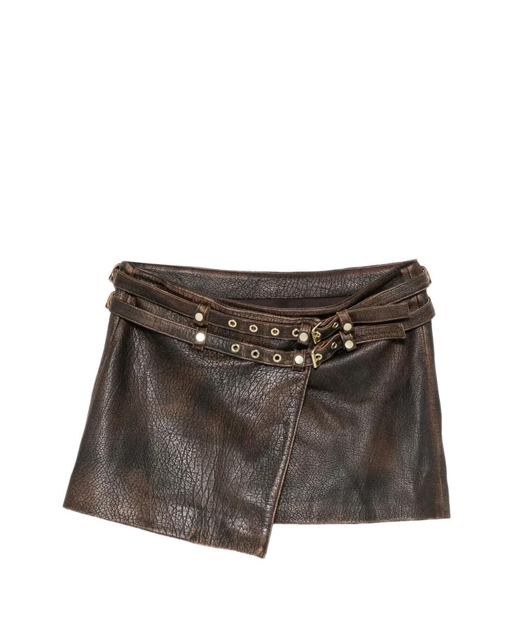 Cynthia Rowley Brown Jupe Portefeuille Winona En Cuir