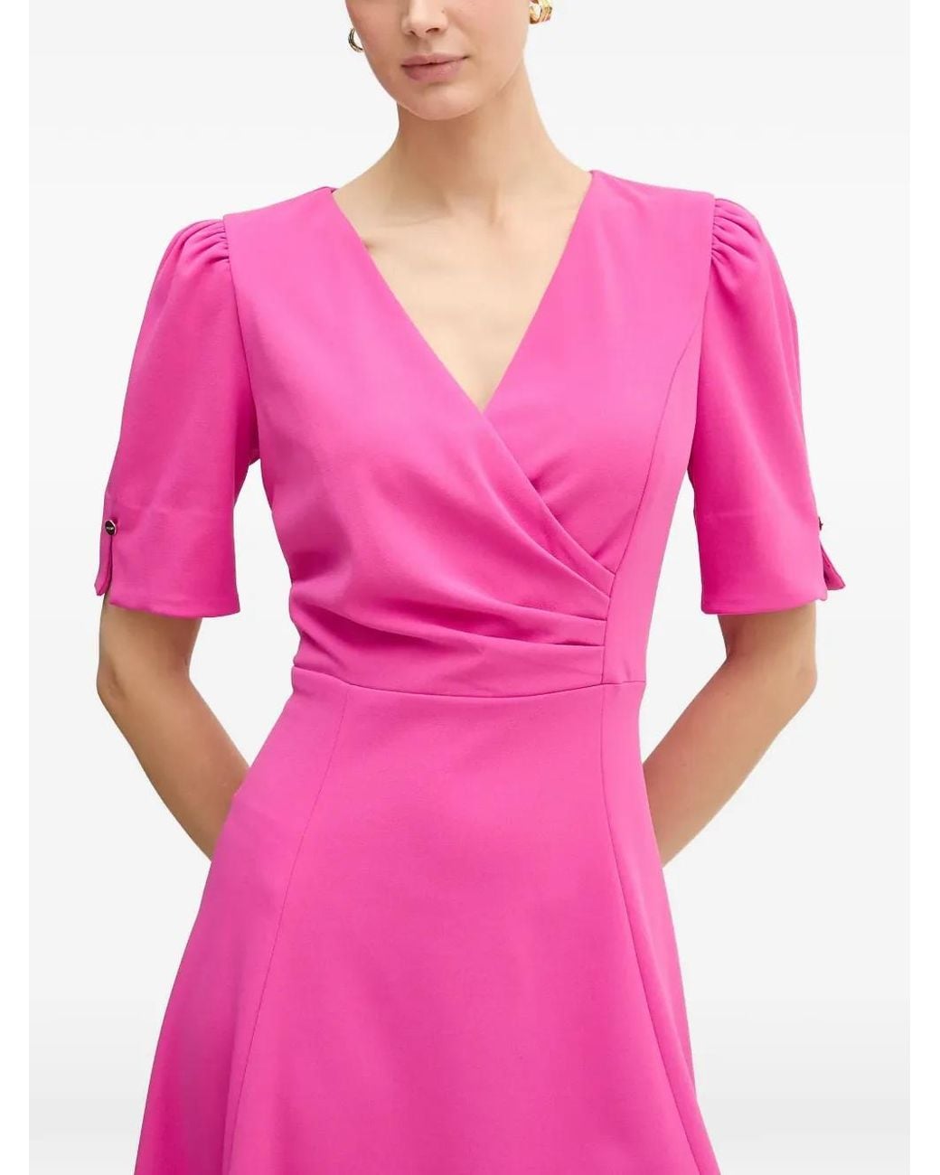 DKNY Pink V-Neck Short-Sleeve Dress