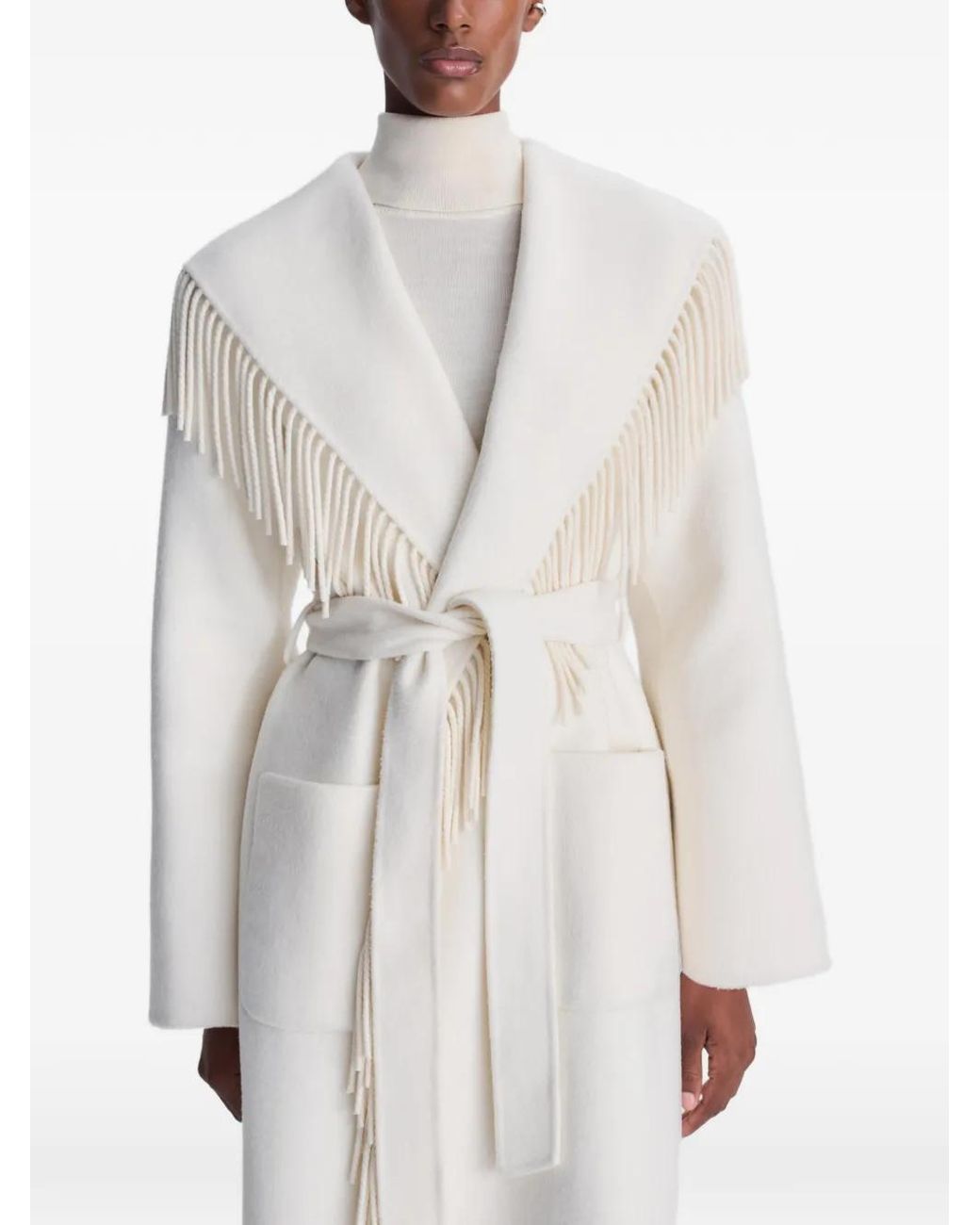 Jonathan Simkhai White Carrie Fringe Coat