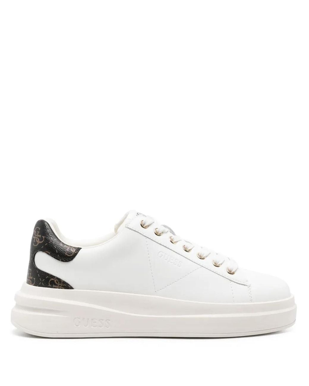 Guess White Elbina Genuine Leather Sneakers