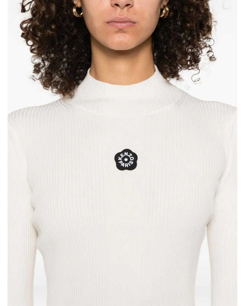 KENZO White Boke Flower 2.0 Mock-Neck Top