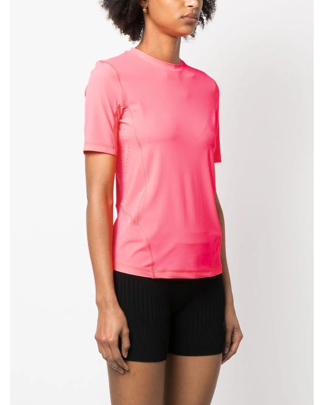Moncler Pink Embossed-Logo T-Shirt