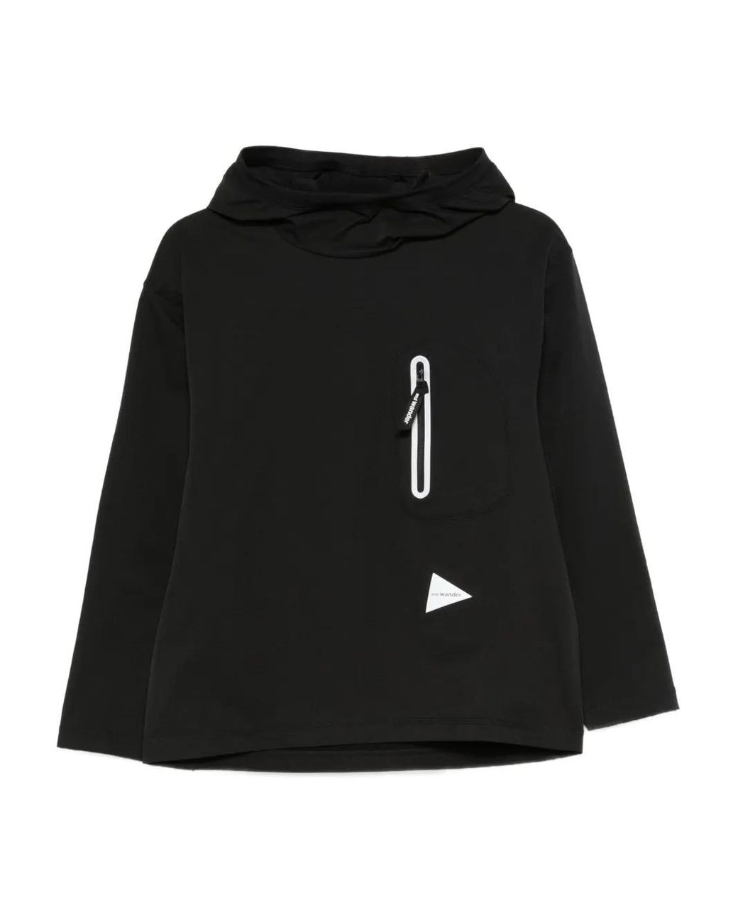 And Wander Black Zip-Pocket Hoodie