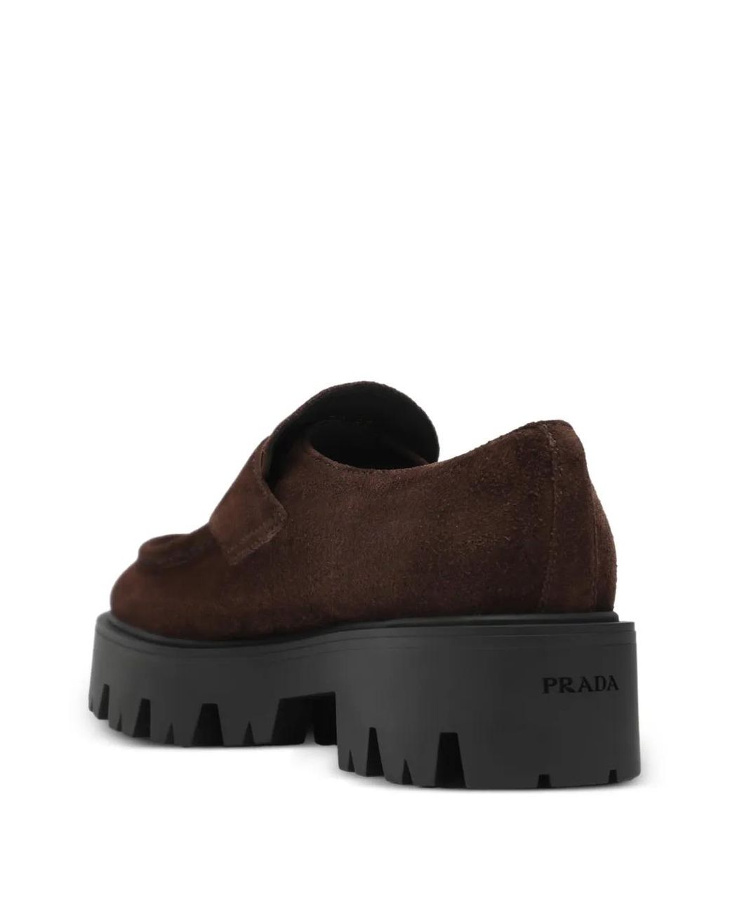 Prada Brown Logo-Plaque Chunky Loafers