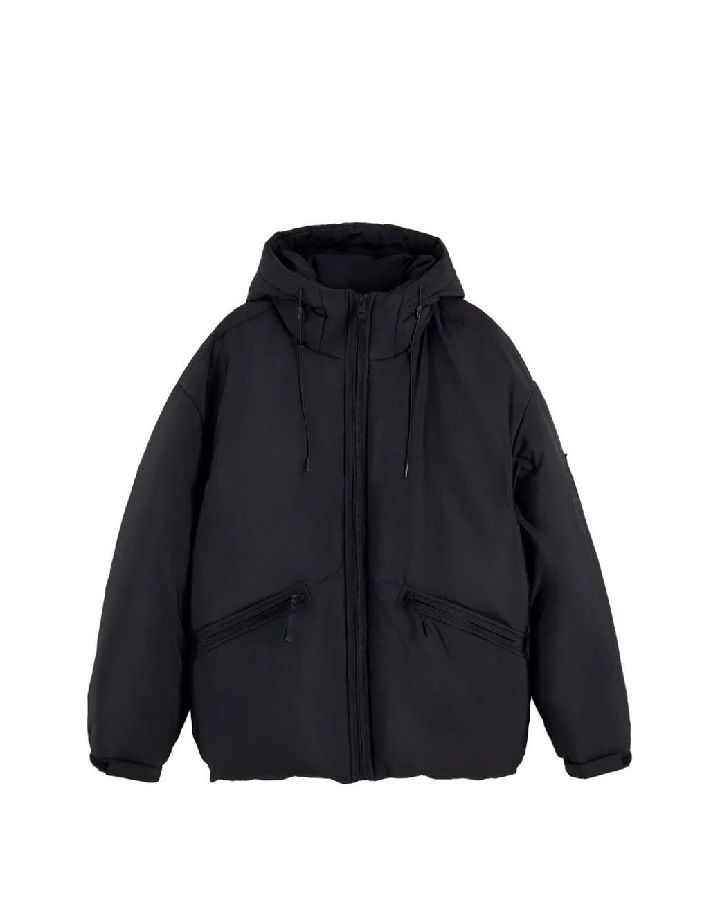 Tommy Hilfiger Blue Logo-Patch Hooded Padded Jacket for men