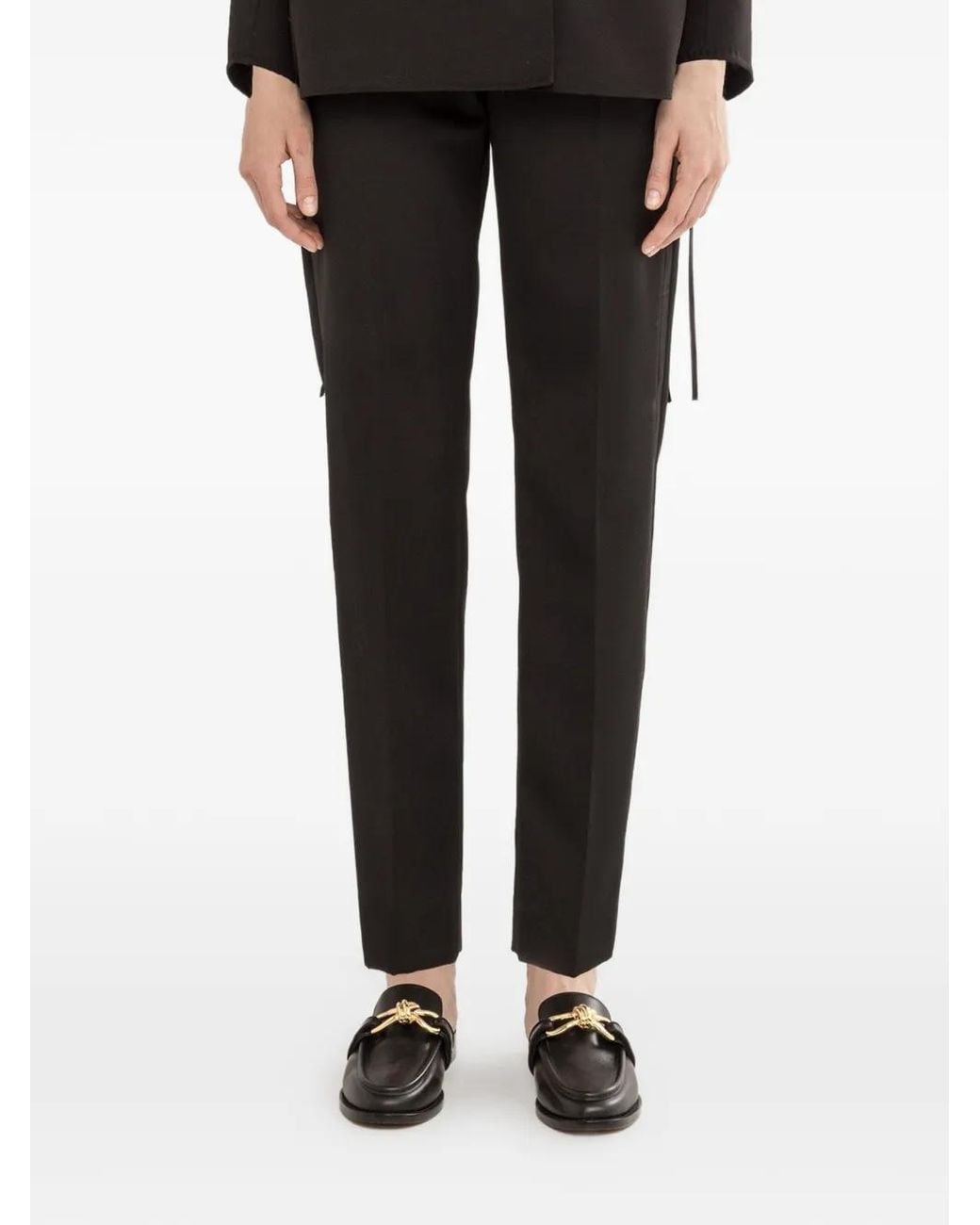 Nissa Black Slim Fit Wool Pants