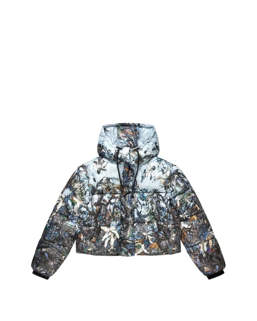 Munthe Blue Graphic-Print Quilted Coat