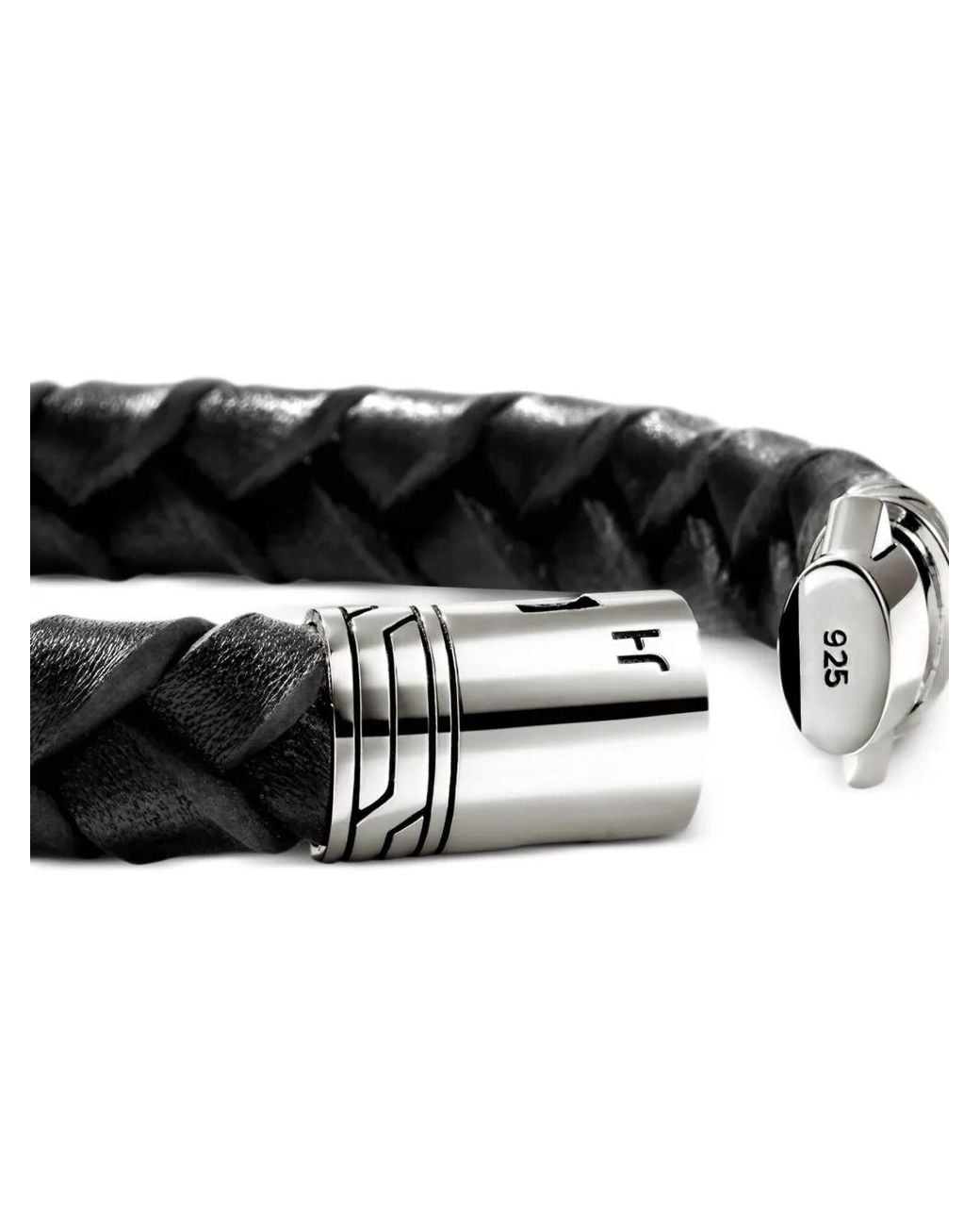 John Hardy Black Sterling Leather Braided Bracelet for men