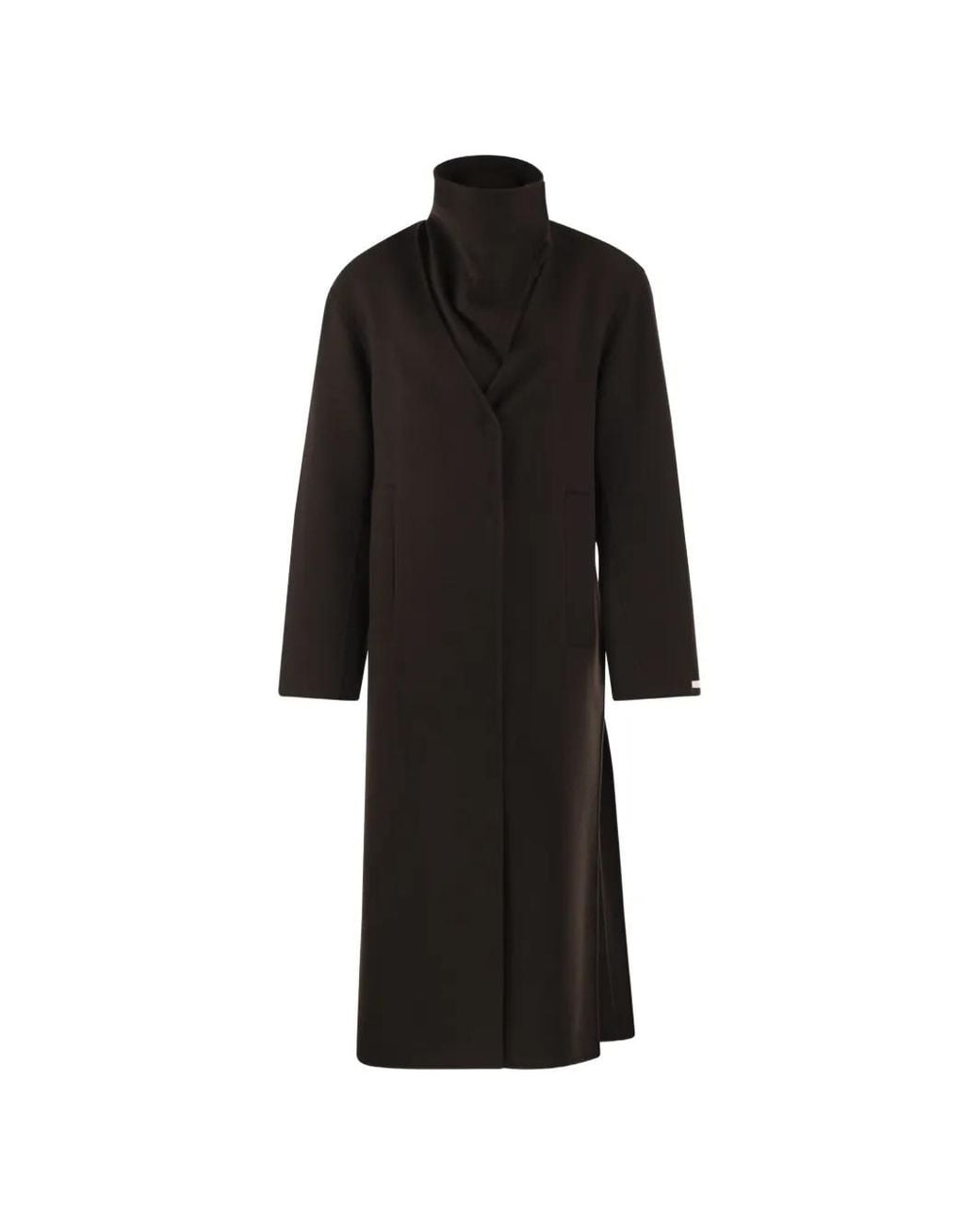 Sportmax Black High-Neck Double-Breasted Coat