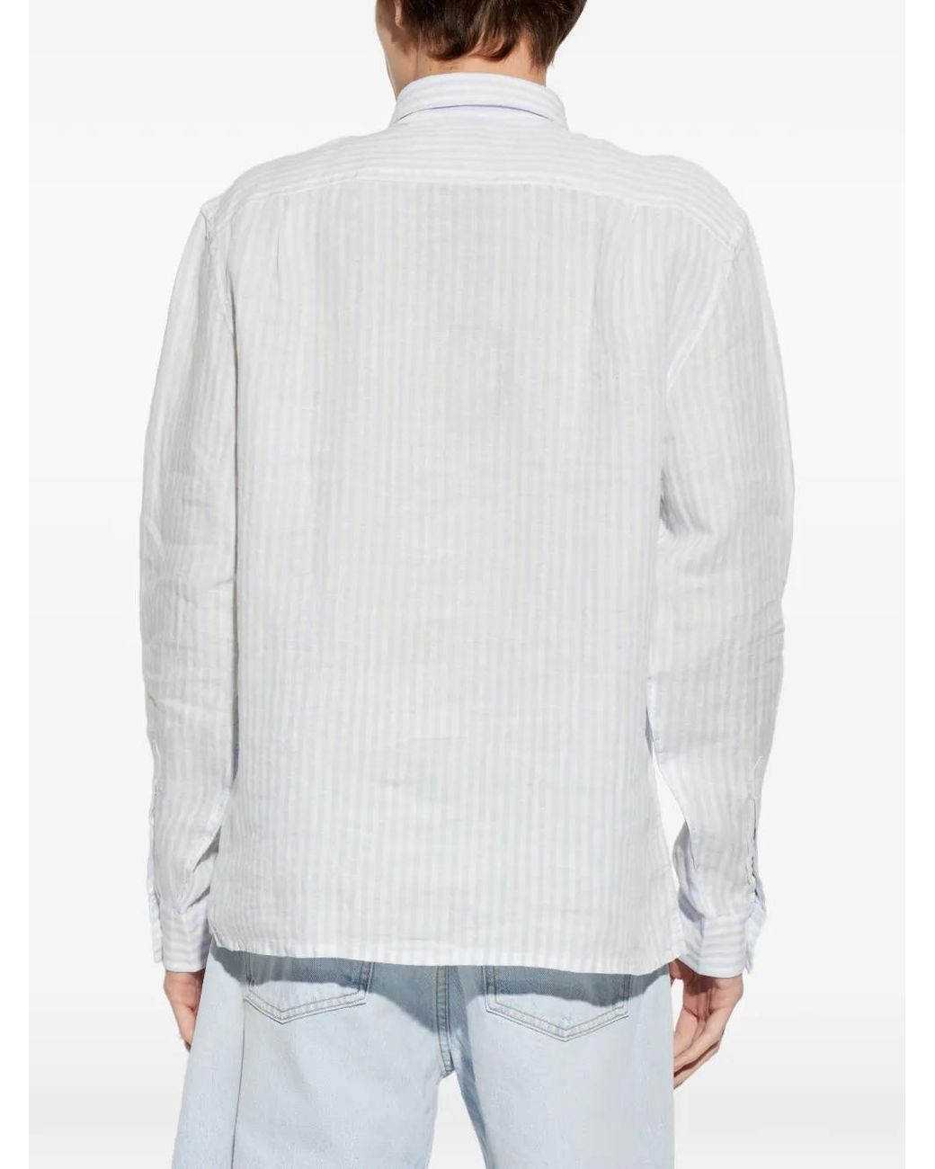 Lacoste White Striped Linen Shirt for men