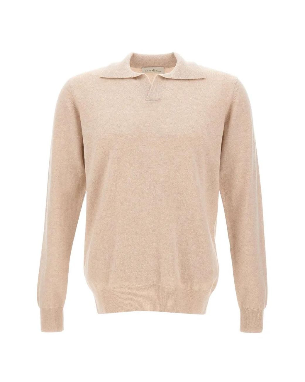Della Ciana White Knit Long-Sleeve Polo Shirt for men