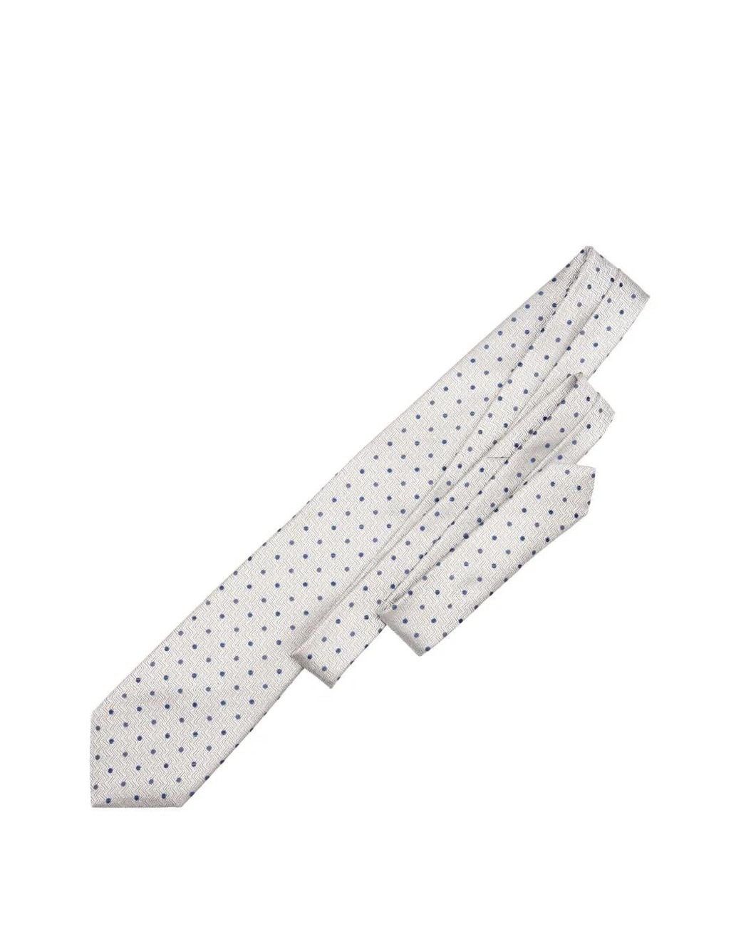 Elizabetta White Tiburtina Polka-Dot Chevron-Jacquard Tie for men