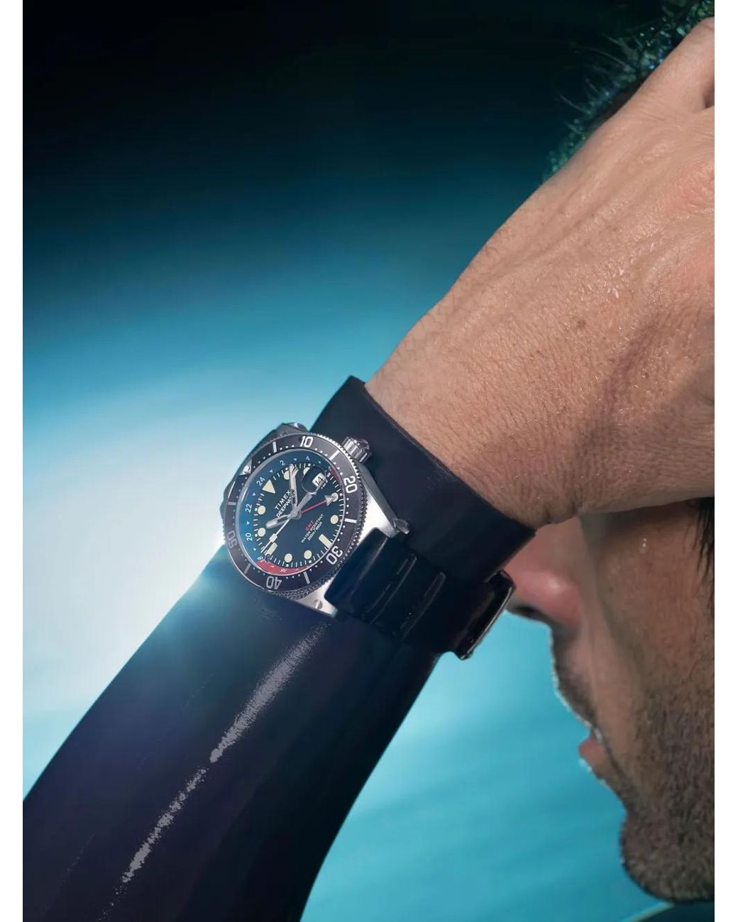 Timex Black Deepwater Reef 200 Gmt for men