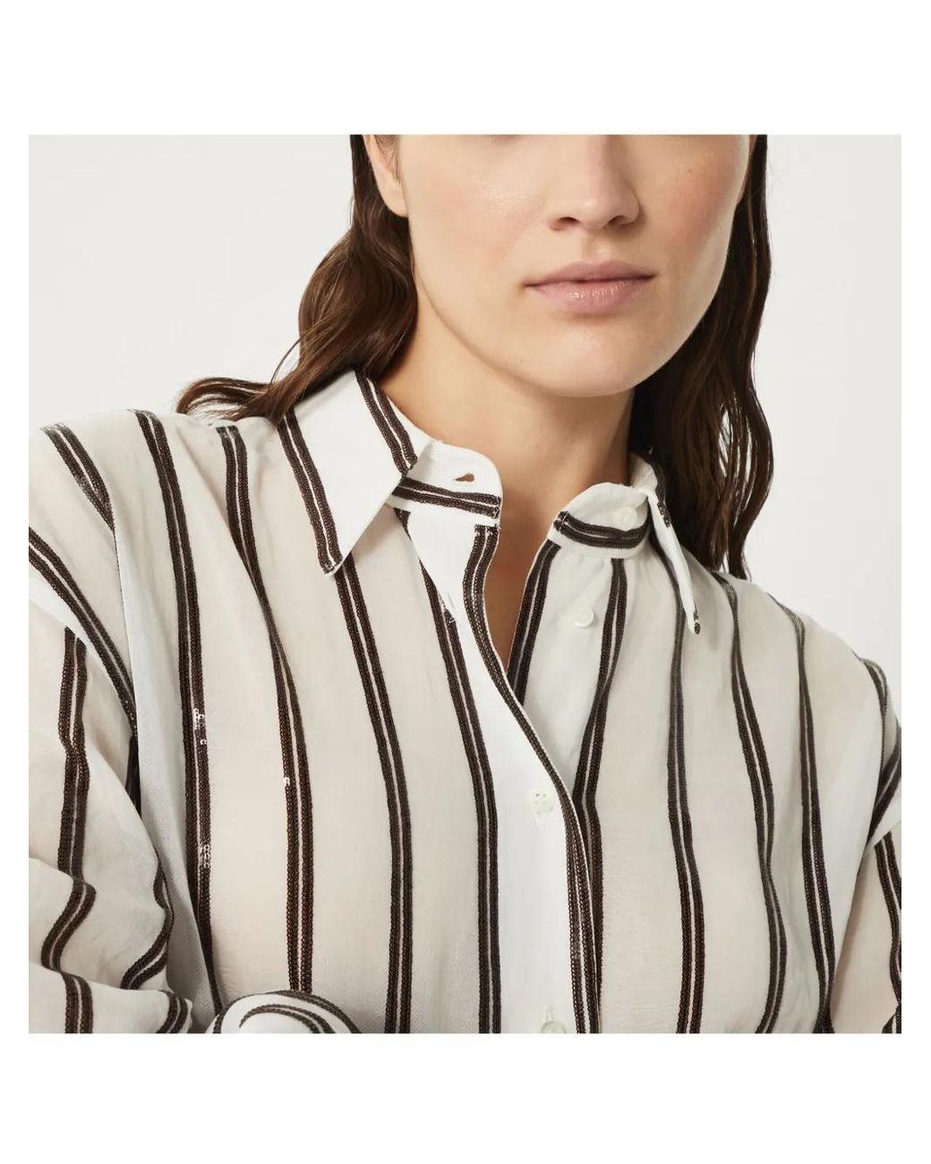 Brunello Cucinelli White Striped Cotton Shirt