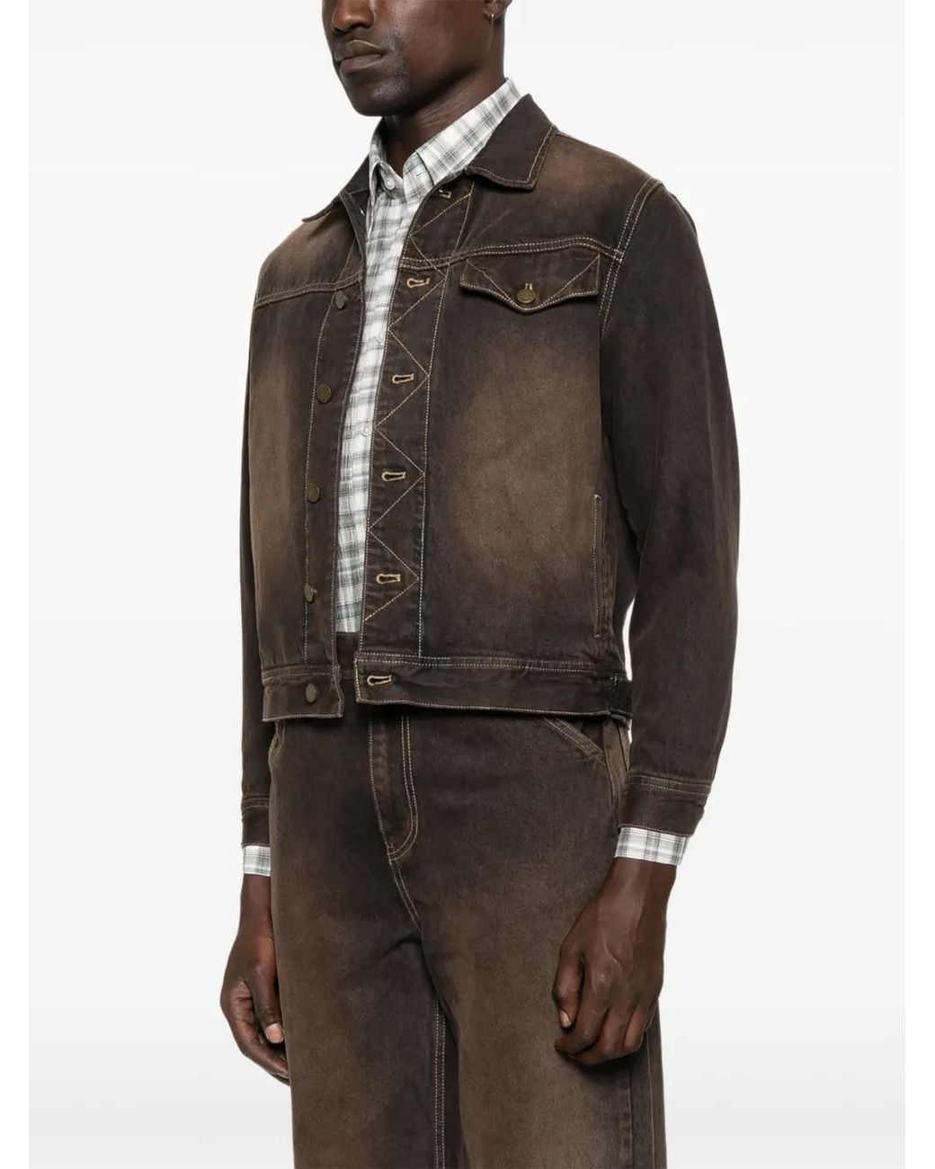 Carter Young Brown Overdyed Denim Jacket for men