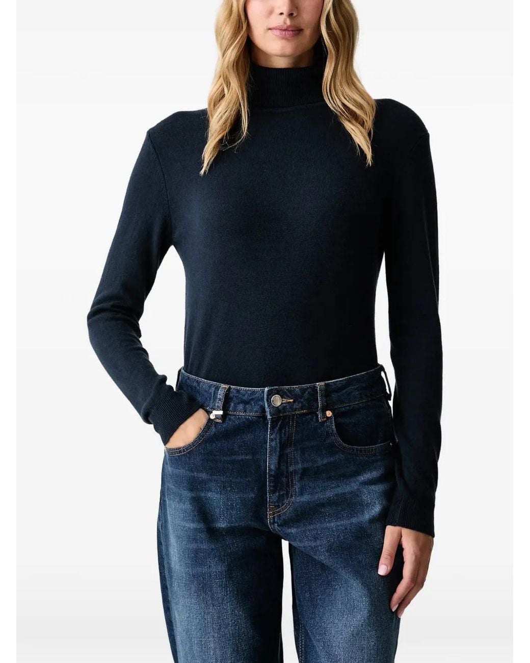Benetton Blue Roll-Neck Knitted Sweater
