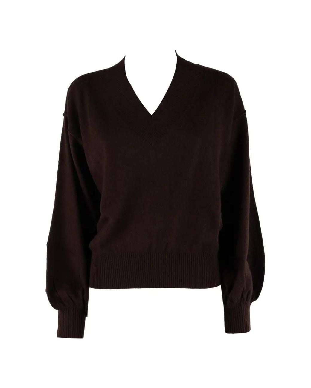 EMMA & GAIA Black V-Neck Drop-Shoulder Sweater