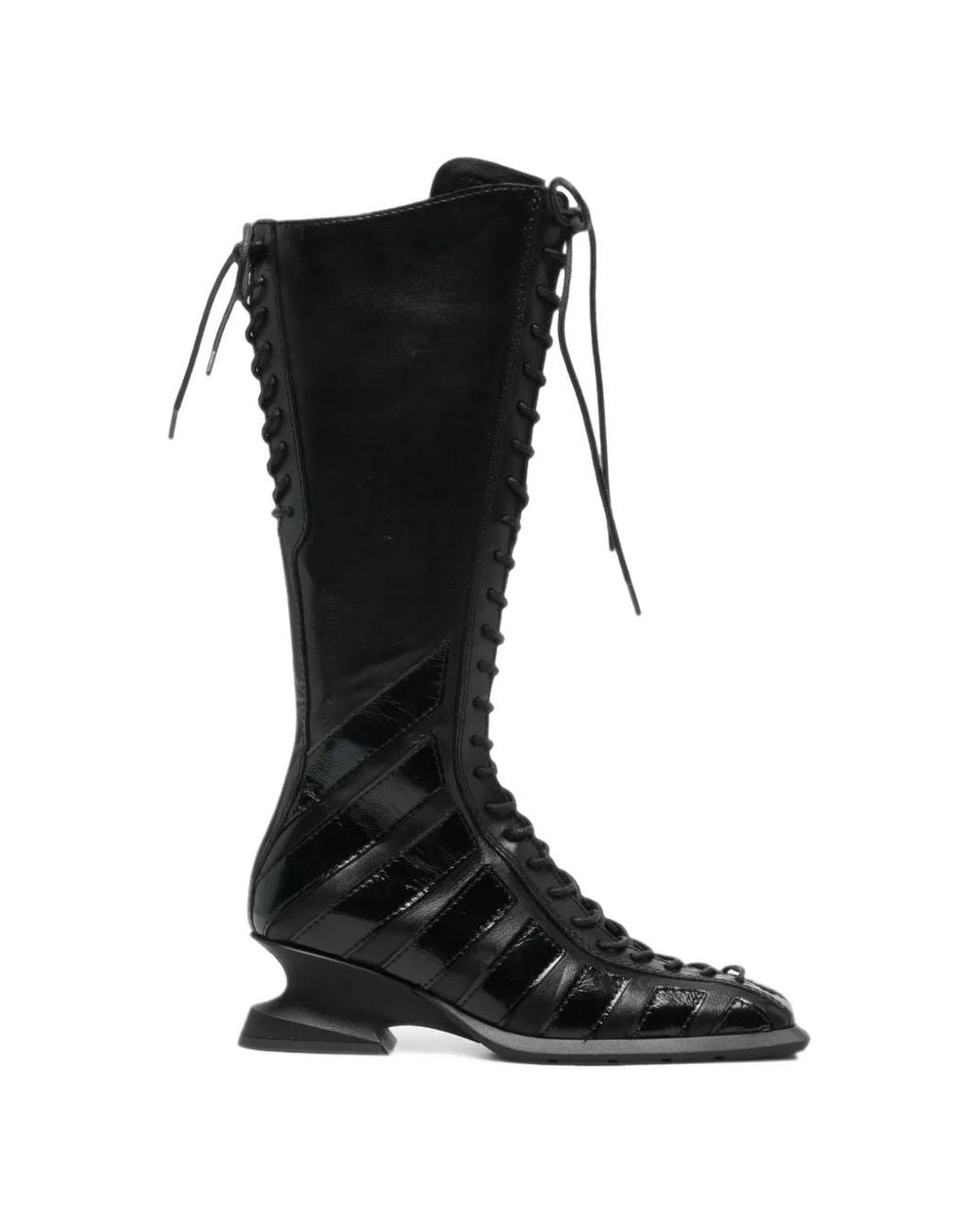 Miista Black Nelly Lace-Up Leather Boots