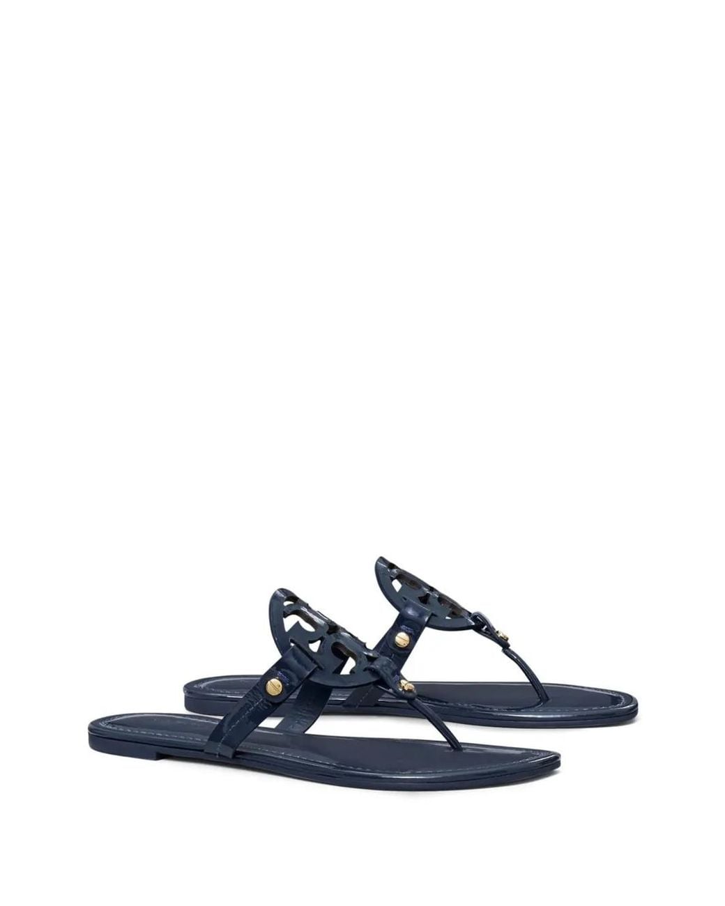 Tory Burch Blue Miller Cut-Out Flat Sandals