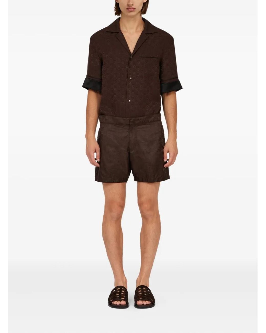 Ferragamo Black Monogram Bermuda Shorts for men