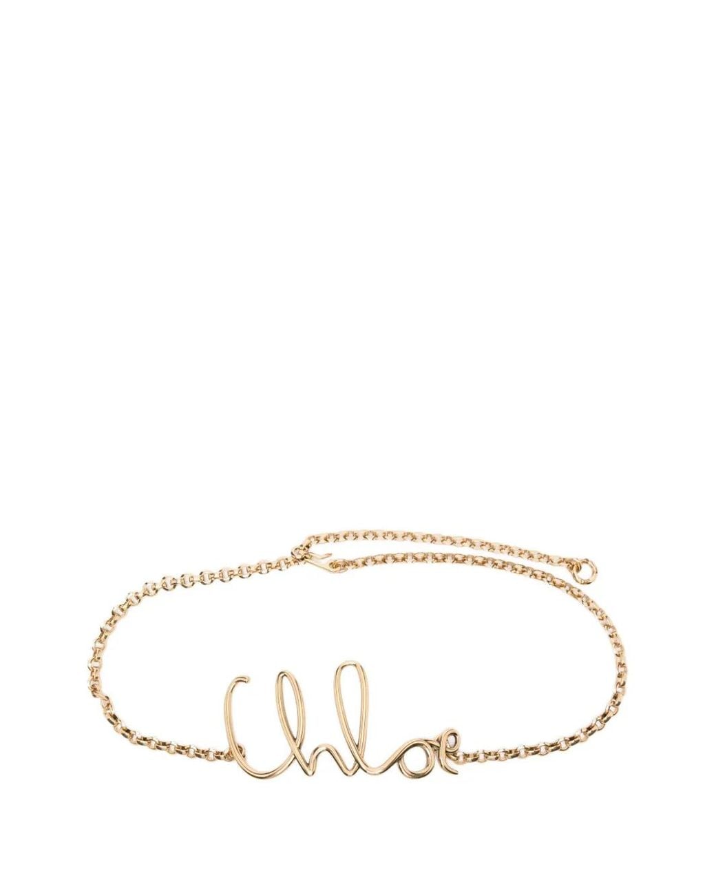 Chloé White Logo-Plaque Chain Belt