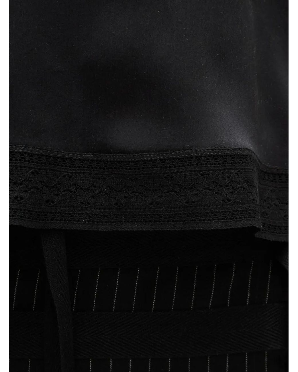 Ann Demeulemeester Black Lace-Trim Silk Camisole Top