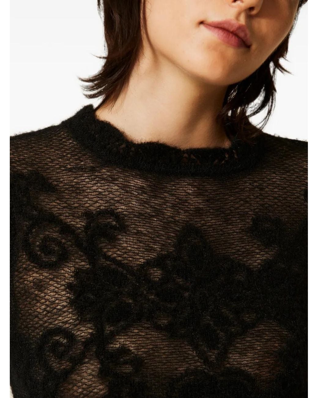 Twinset Black Jacquard Alpaca Blend Jumper