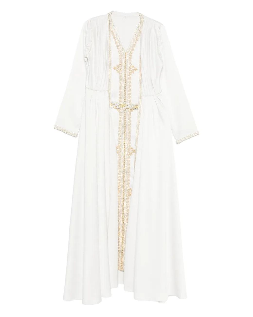Reem Al Dhaheri White Embroidered Kaftan Set