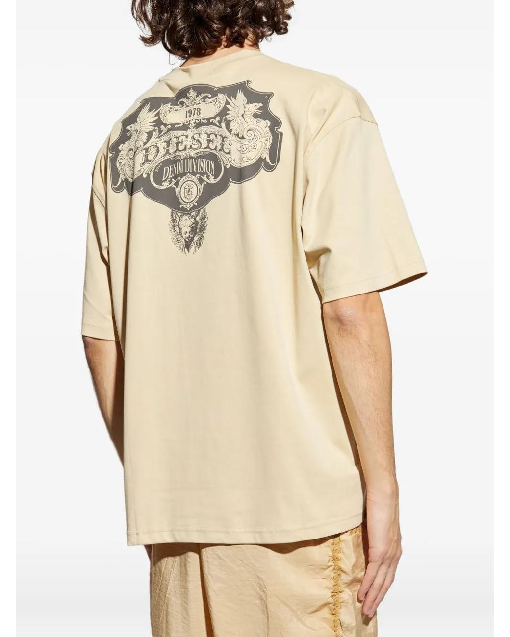 DIESEL Natural Embroidered Logo T-Shirt for men