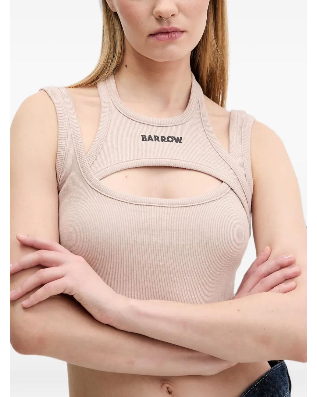 Barrow Blue Cut-Out Ribbed-Knit Top