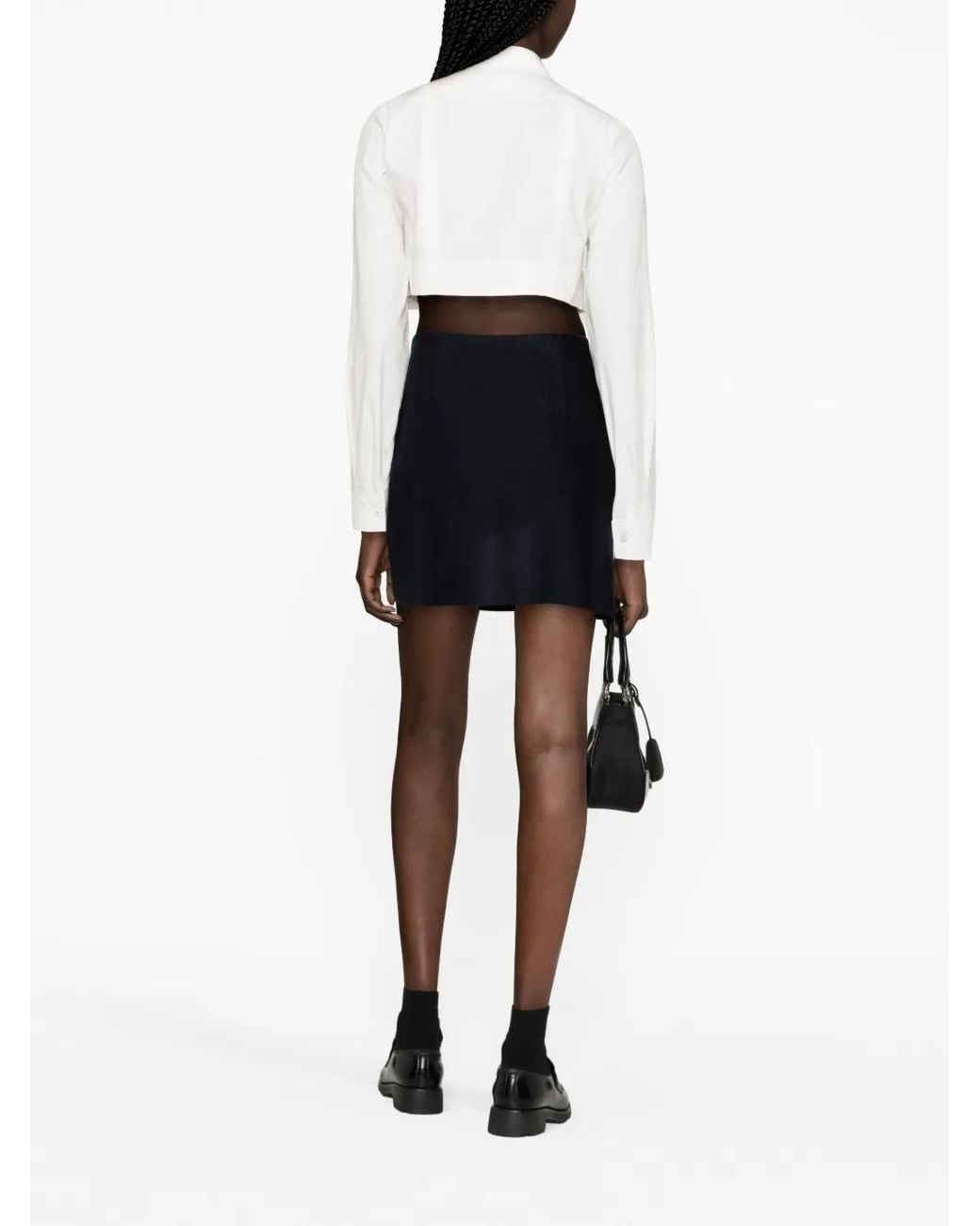 Prada Blue Low-rise Logo-patch Cashmere Mini Skirt