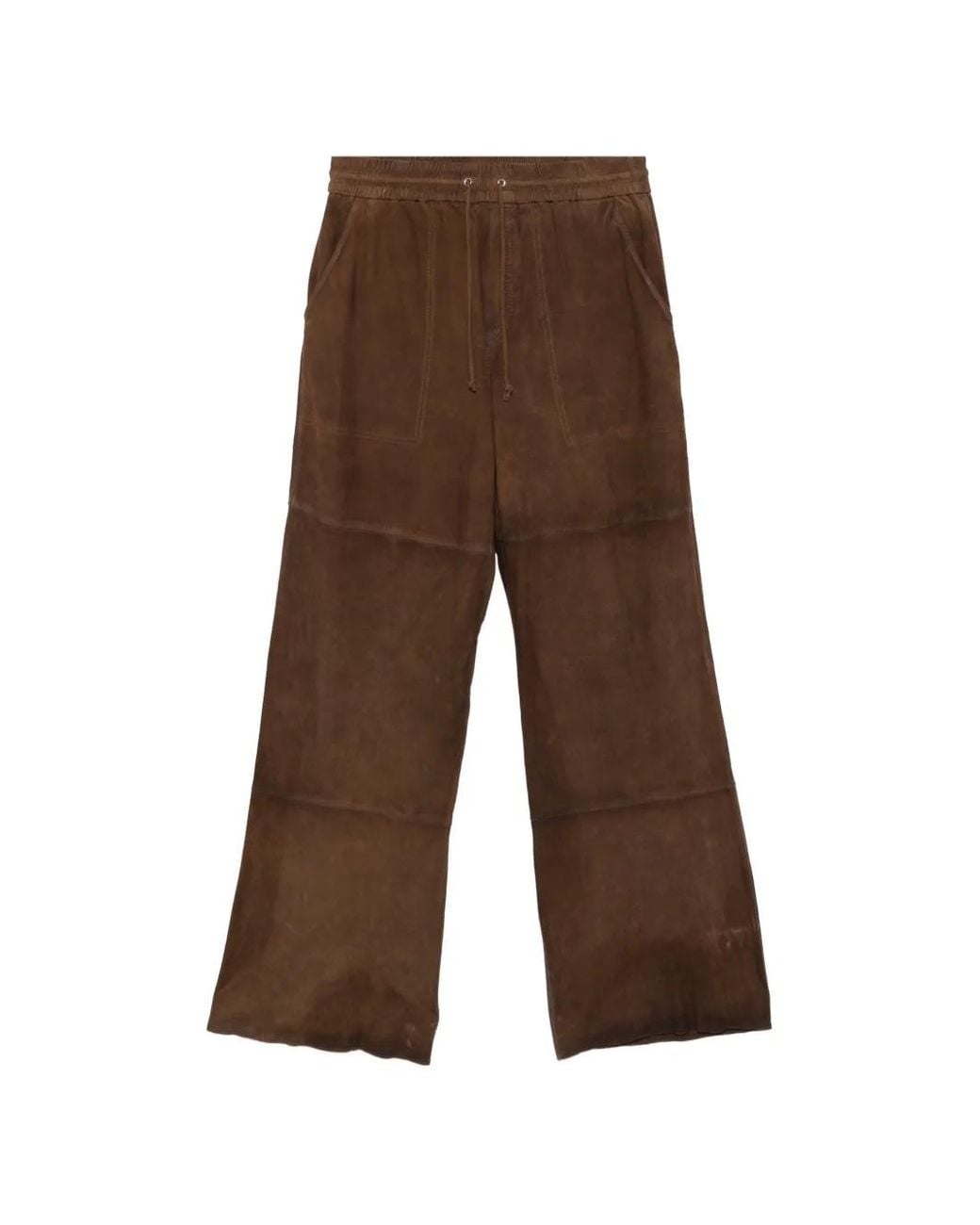 P.A.R.O.S.H. Brown Drawstring Suede Trousers