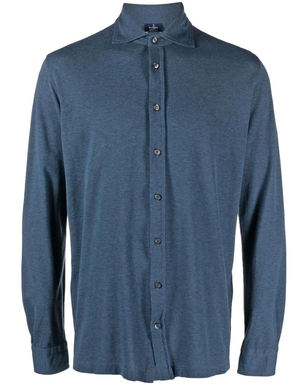 Barba Napoli Blue Long-Sleeve Cotton Shirt for men