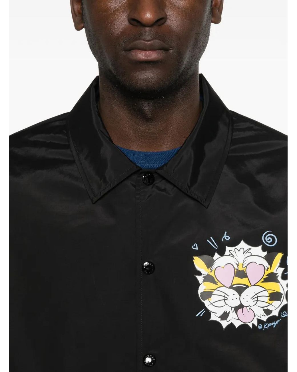 KENZO Black Buttoned Shirt Jacket for men