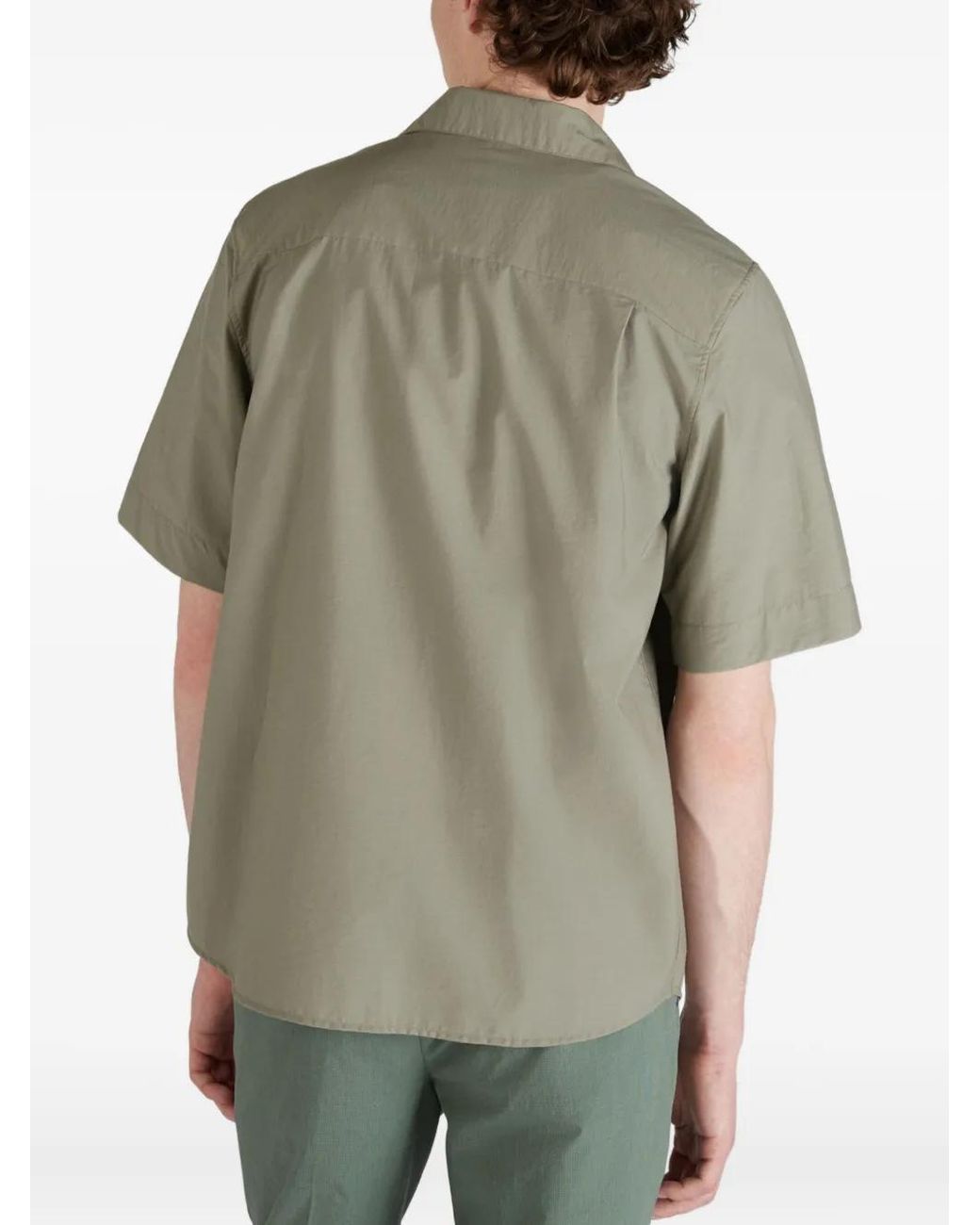 Incotex Gray Camp-Collar Short-Sleeves Shirt for men