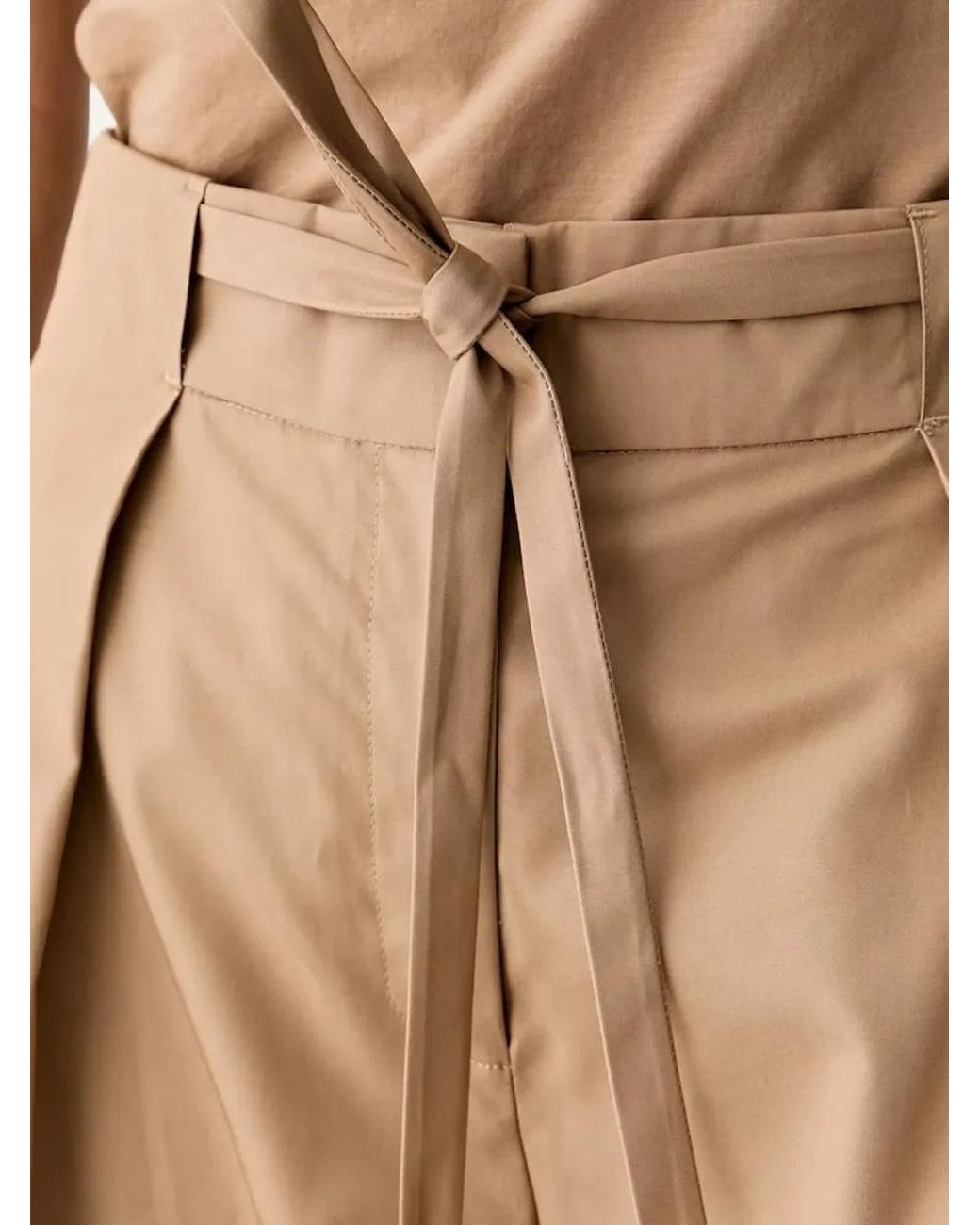 Karl Lagerfeld Natural Tie-Waist Pleated Trousers