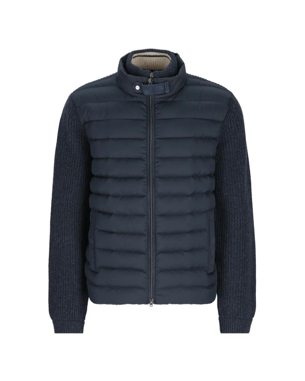 Herno Blue Quilted Wool Jacket for men