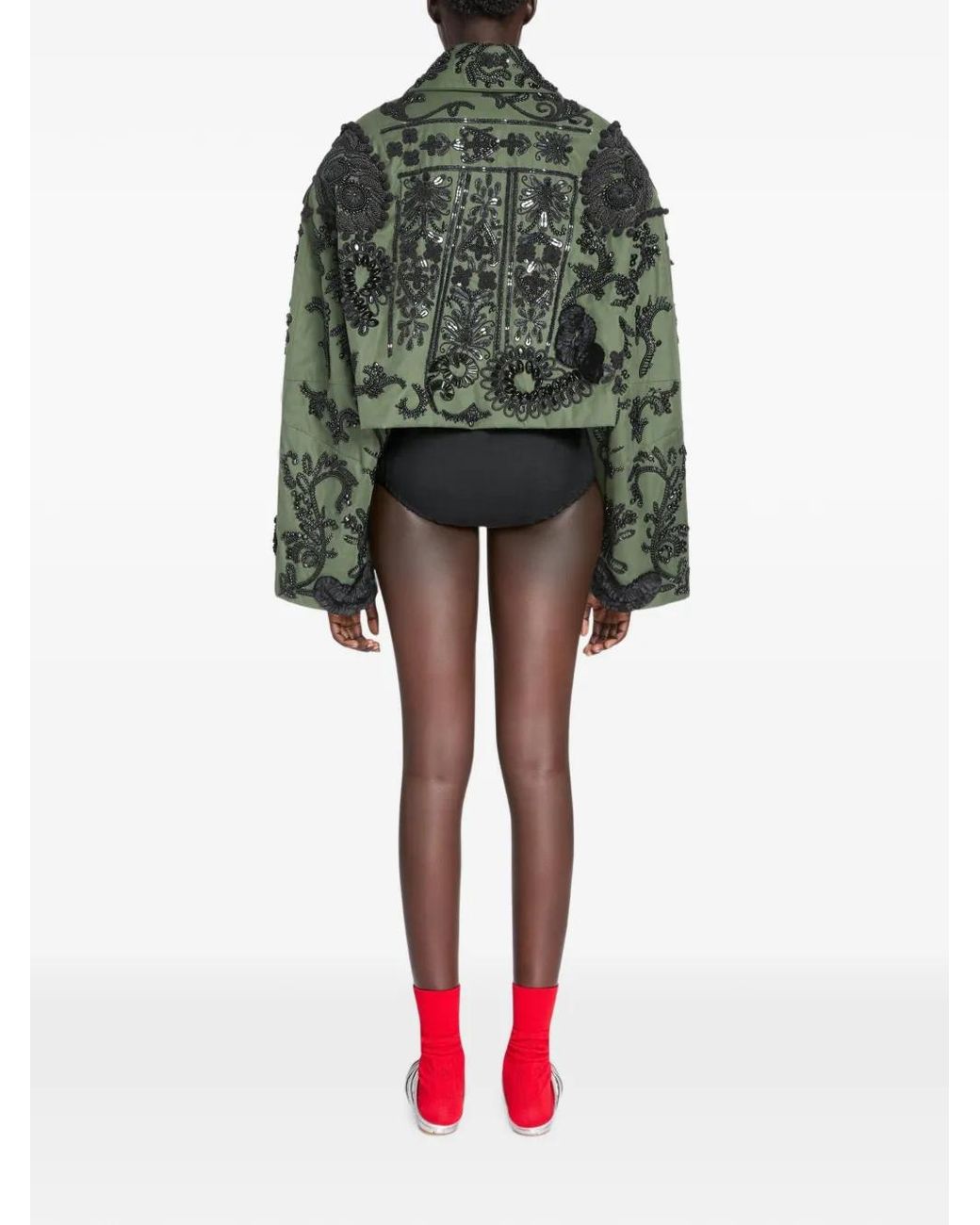 Dries Van Noten Green Embroidered Cotton Jacket