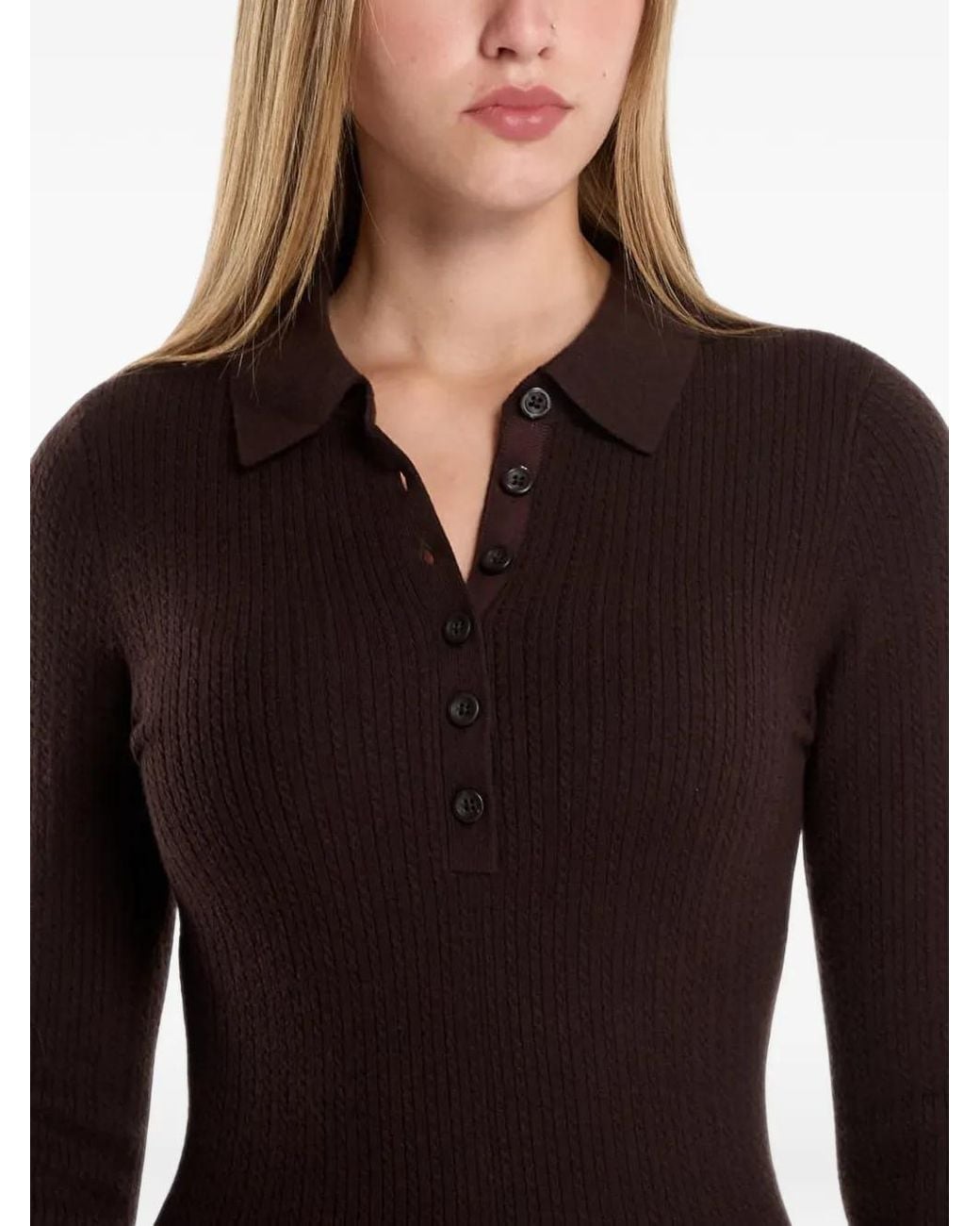 Gant Black Ribbed-Knit Long-Sleeve Midi Dress