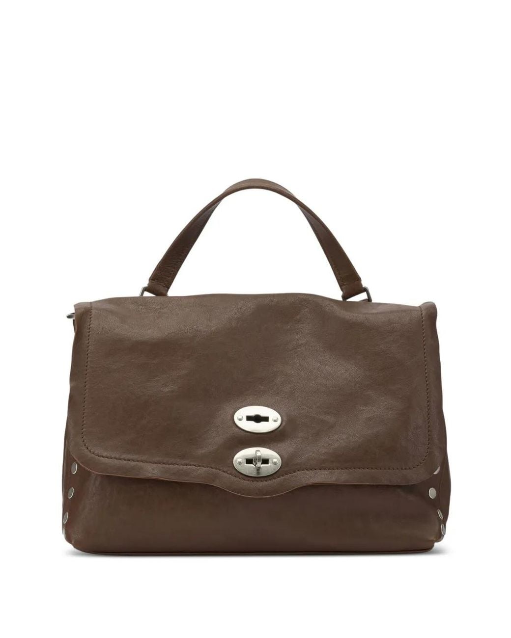 Zanellato Brown Studded-Detail Turn-Lock Tote Bag